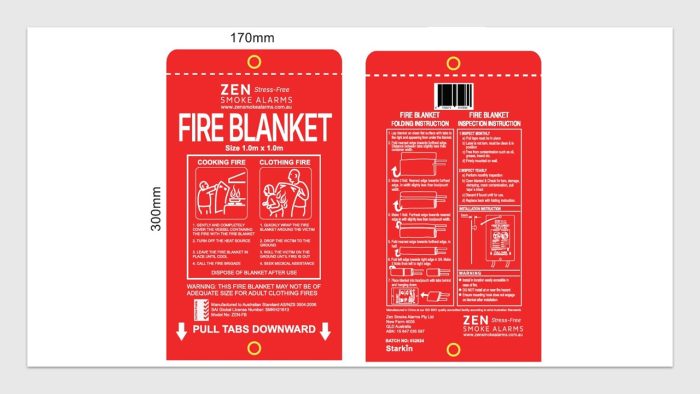 ZEN fire blanket front and back