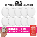ZEN Photoelectric Interconnected Smoke Alarms - 10 Pack with Free Remote