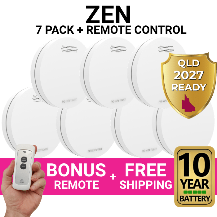 ZEN Smoke Alarms - 7 Pack Bundle with Bonus Remote and 10 Year Battery